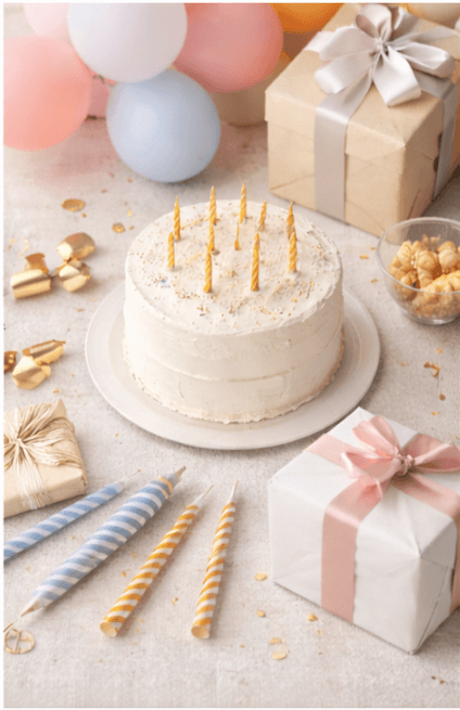 Birthday gifts and cake for celebration planning