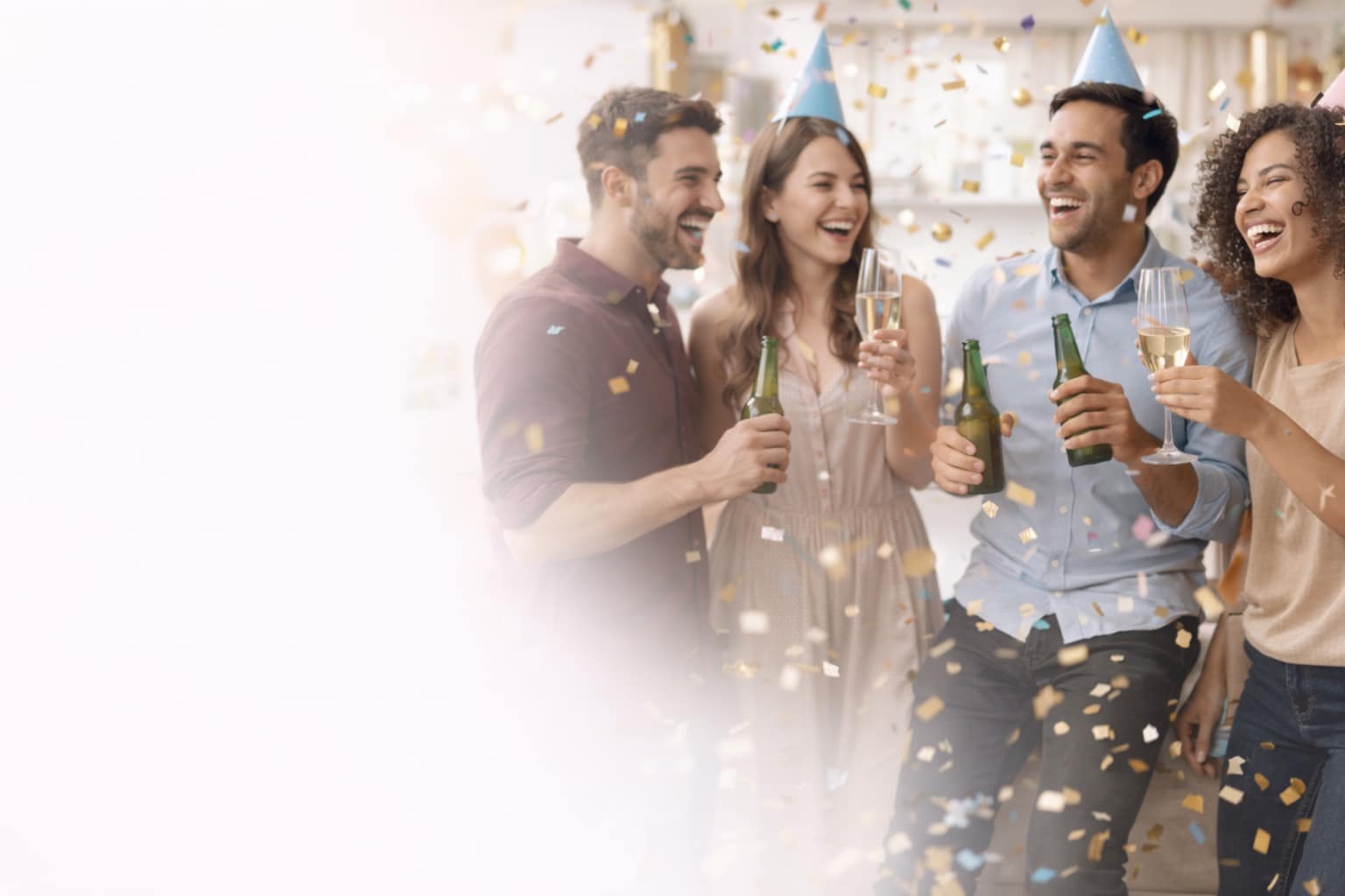 Friends celebrating together indoors